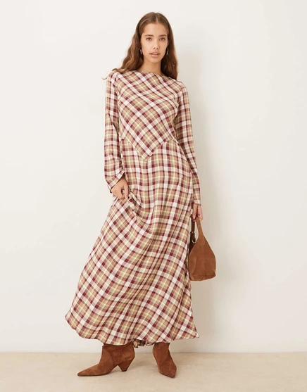 ДИЗАЙНЕРСКОЕ макси-платье ASOS в многослойную клетку check