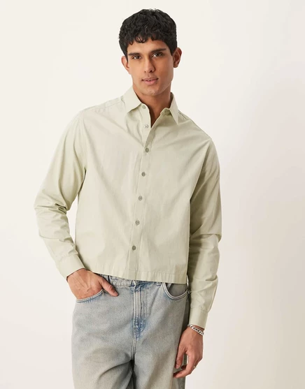 ДИЗАЙНЕРСКАЯ поплиновая рубашка свободного кроя ASOS DESIGN oversize цвета шалфея sage green