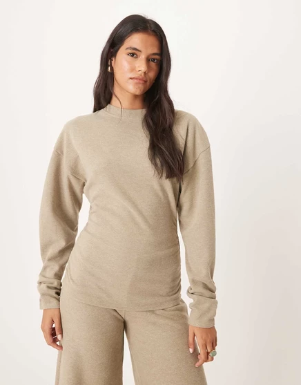 Женский лонгслив ASOS Design с собранной талией, тауп меланж