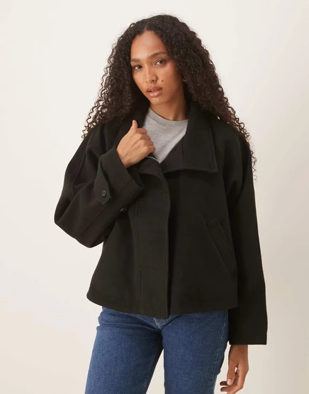Женское пальто-кейп ASOS Design укороченное, черное