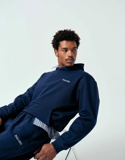Непринужденная толстовка с принтом ASOS DESIGN темно-синего цвета - часть комплекта