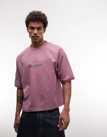 Мужская футболка ASOS Design Oversized с принтом, розовая
