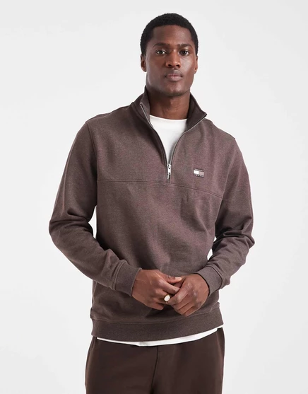 Свитер на молнии с логотипом Tommy Jeans на груди коричневого цвета  brown