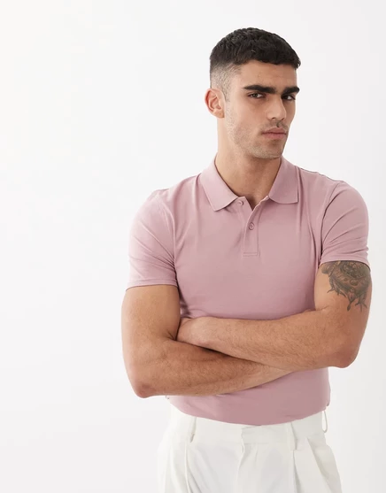 Мужское поло ASOS Design Essential, пыльно-розовое