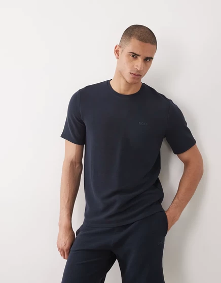 Футболка Boss Bodywear из трикотажа в рубчик для отдыха темно-синего цвета - часть комплекта темно-синего цвета