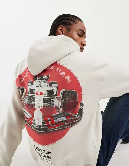 Мужское худи Hollister Red Bull на молнии, белое