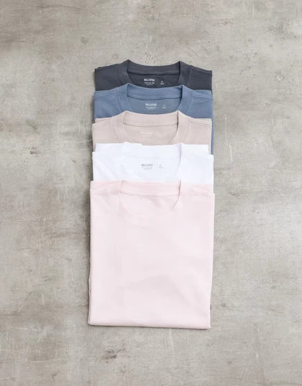 Повседневные футболки Hollister из 5 упаковок пастельных и нейтральных оттенков.