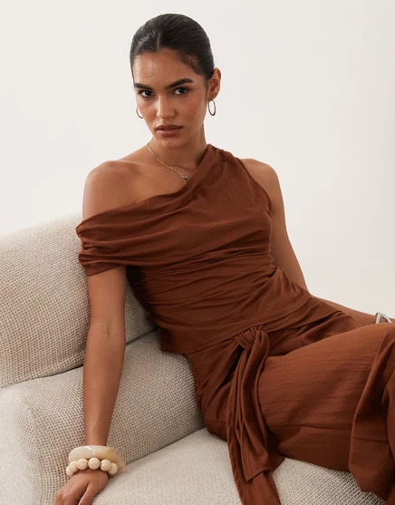 Женский топ ASOS Design с воротником-хомутом, терракотовый