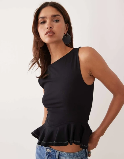 Женский топ ASOS Design пеплум, черный