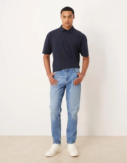ДИЗАЙНЕРСКИЕ зауженные джинсы ASOS в легкой стирке  blue
