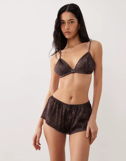 Женские сатиновые шорты Calvin Klein с принтом, коричневые