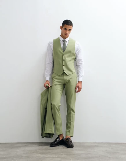 Мужские зауженные костюмные брюки ASOS Design, зеленые