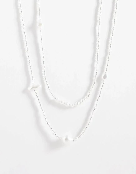 ASOS DESIGN 2 упаковки ожерелья из искусственного жемчуга белого цвета white