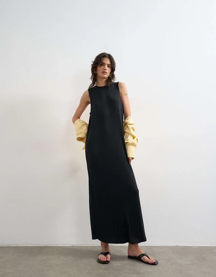 Женское платье макси TopShop в рубчик, черное