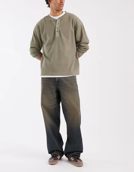 Мужские джинсы ASOS Design baggy винтажной стирки, темно-синие