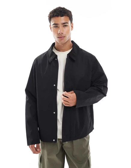 Куртка Jack &Jones harrington с вельветовым воротником черного цвета black