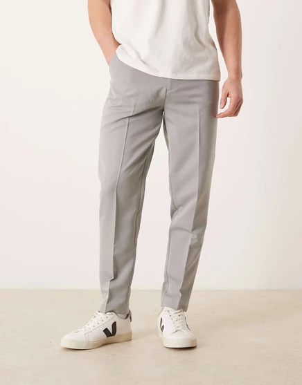 Элегантные зауженные брюки ASOS DESIGN светло-серого цвета light gray