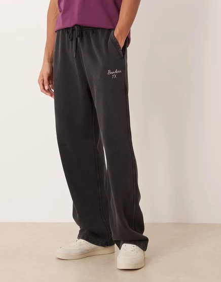 Мужские спортивные штаны Abercrombie & Fitch baggy с графикой, черные