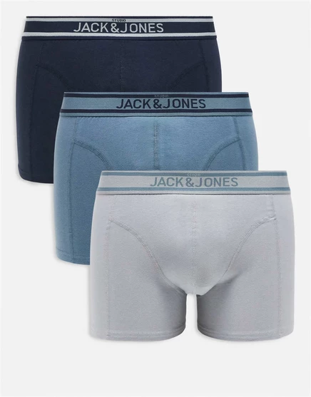 Мужские боксер‑брифы Jack & Jones 3 шт. с логотипом, тёмно‑синие/серые