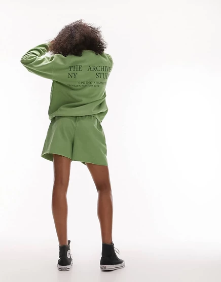 Женская толстовка TopShop оверсайз с принтом, зеленая