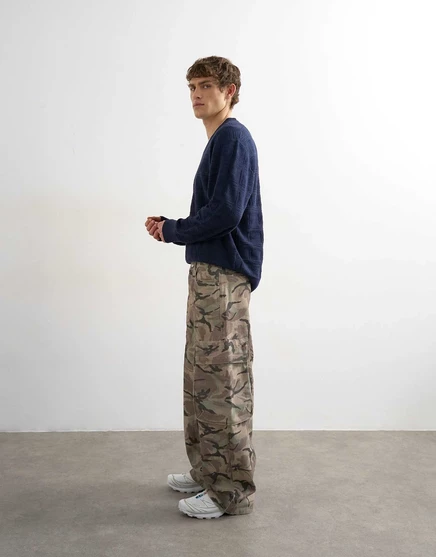 Мешковатые брюки-карго из саржи Topman с камуфляжным принтом