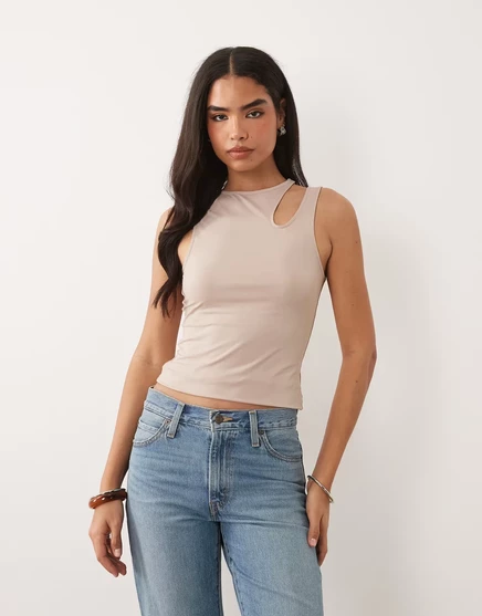 Женский топ ASOS Design с вырезом на плече, песочный