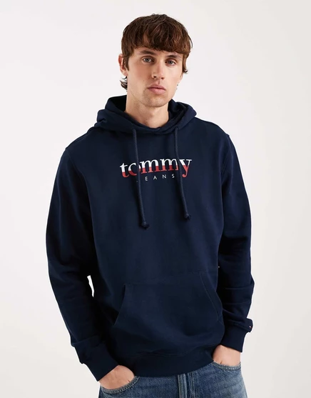 Мужская толстовка Tommy Jeans из терри с логотипом, темно-синяя
