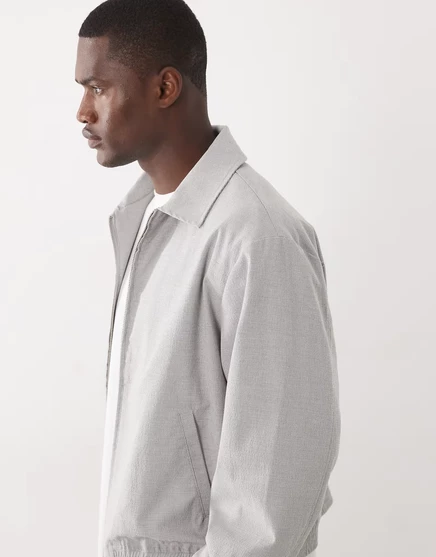 Мужская куртка Harrington ASOS Design свободного кроя, серая