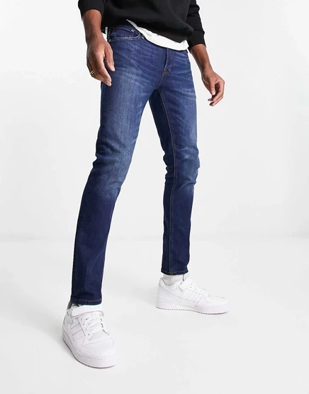 Джинсы узкого кроя Jack & Jones Intelligence Liam средней стирки blue denim