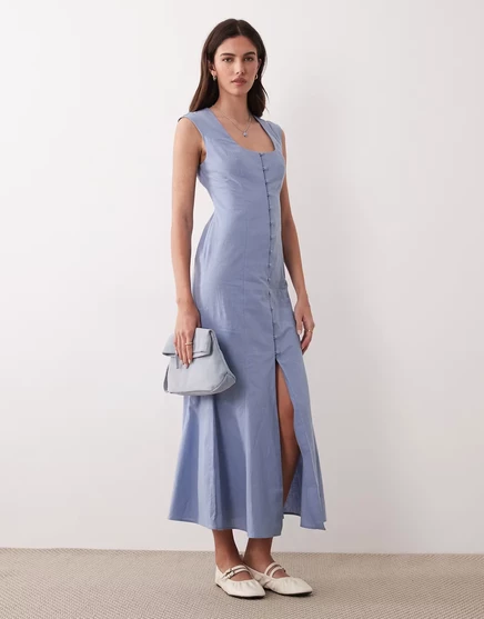 Женское миди-платье ASOS Design на пуговицах, джинсовое