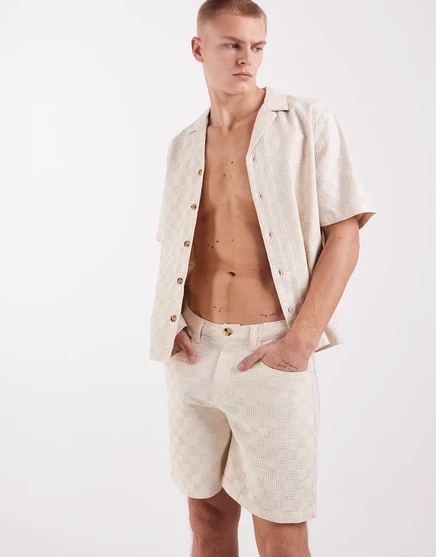 Мужские шорты ASOS Design средние широкого кроя, экрю