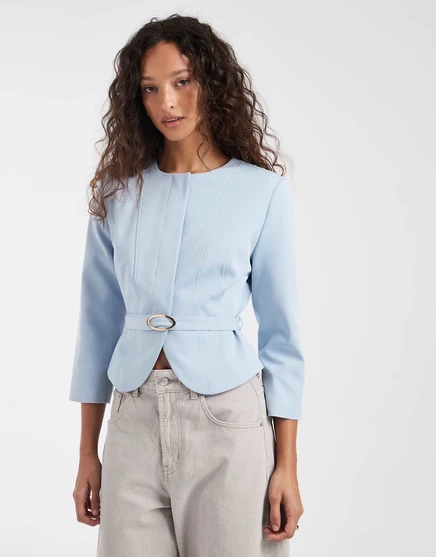 Женский приталенный пиджак ASOS, небесно-голубой