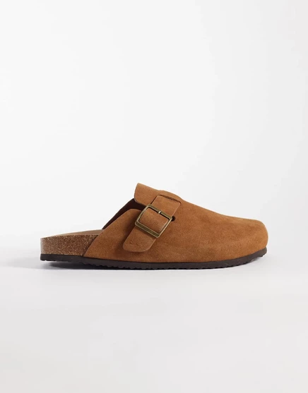 Дизайнерские сандалии ASOS mule на пробковой подошве из коричневой замши
