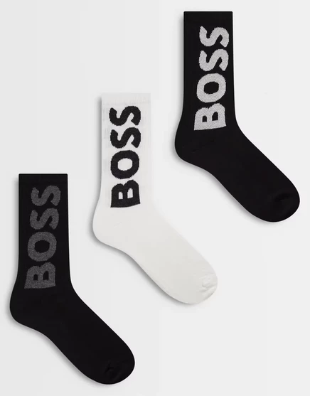 Мужские спортивные носки Boss Orange, 3 пары, чёрно-белые