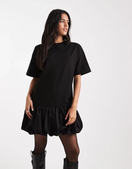 Черное мини-платье из поплина с заниженной талией Miss Selfridge black