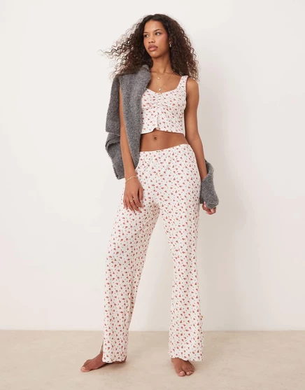 Женская пижама Free People с цветами, красно-белая