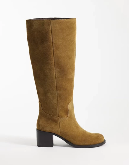 Сапоги до колена ASOS DESIGN Clyde с круглым носком из оливковой замши olive suede