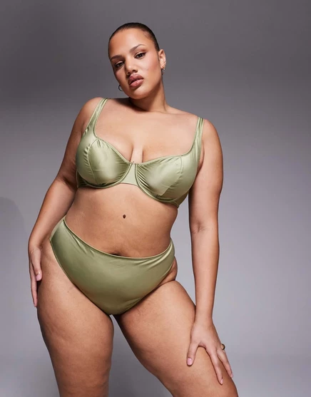 Женские трусы ASOS Curve Fern, оливковые
