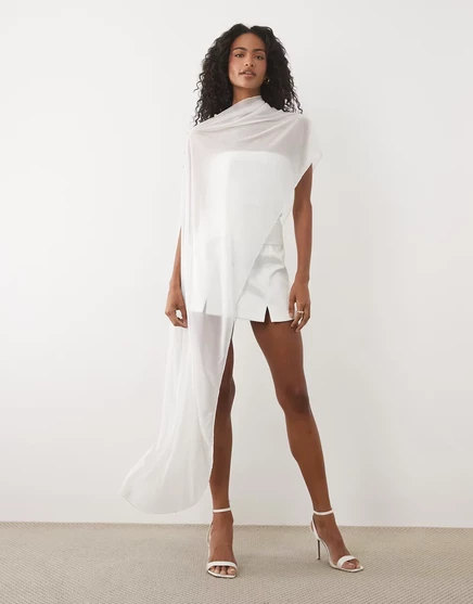 Женский кейп JW Pei Bridal асимметричный из сетки, белый