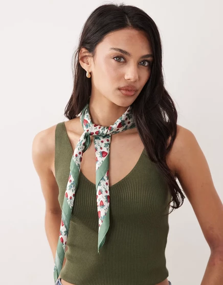 Женский платок Accessorize атласный клубничный, бежевый