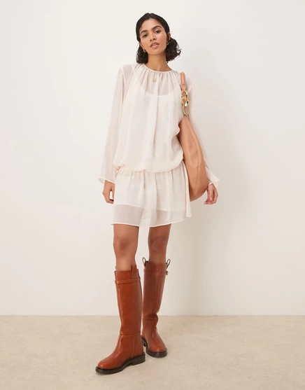 Мини-платье ASOS DESIGN шифоновое кремовое cream