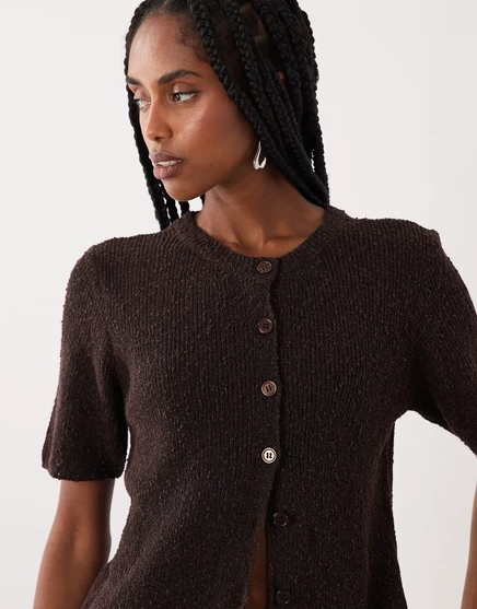 Женский кардиган ASOS Design с коротким рукавом, шоколадный