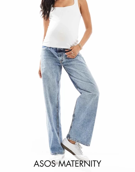 Джинсы для беременных ASOS Maternity бойфренд, средне-голубые