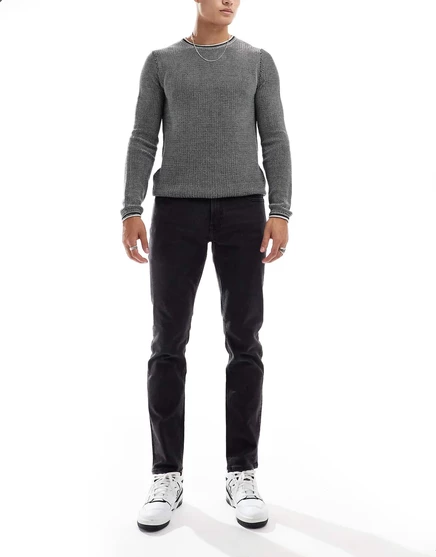 Черные зауженные джинсы JJ Rebel adam  black denim