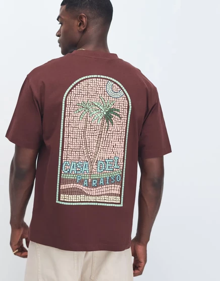 Мужская футболка ASOS DESIGN мозаичная, коричневая