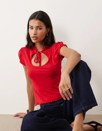 Женский топ Miss Selfridge с вырезом-каплей, красный