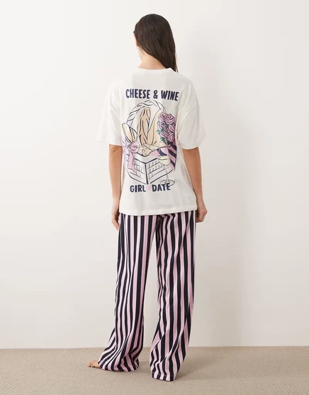 Женская пижама ASOS Design с принтом «сыр и вино», фиолетовая