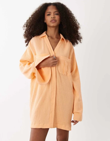 Женское мини-платье-рубашка asos design, оранжевое