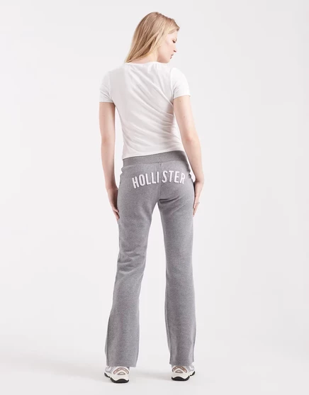 Женские штаны Hollister клеш, заниженная талия с логотипом, серые