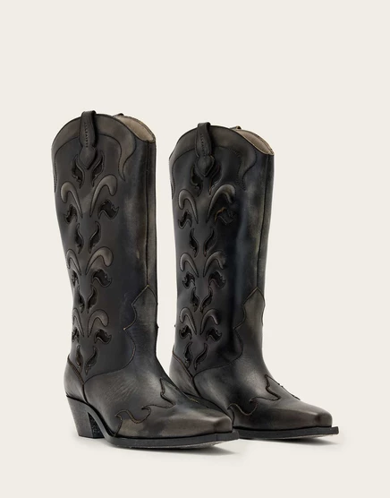 Женские ковбойские сапоги AllSaints Dolly, темно-коричневые